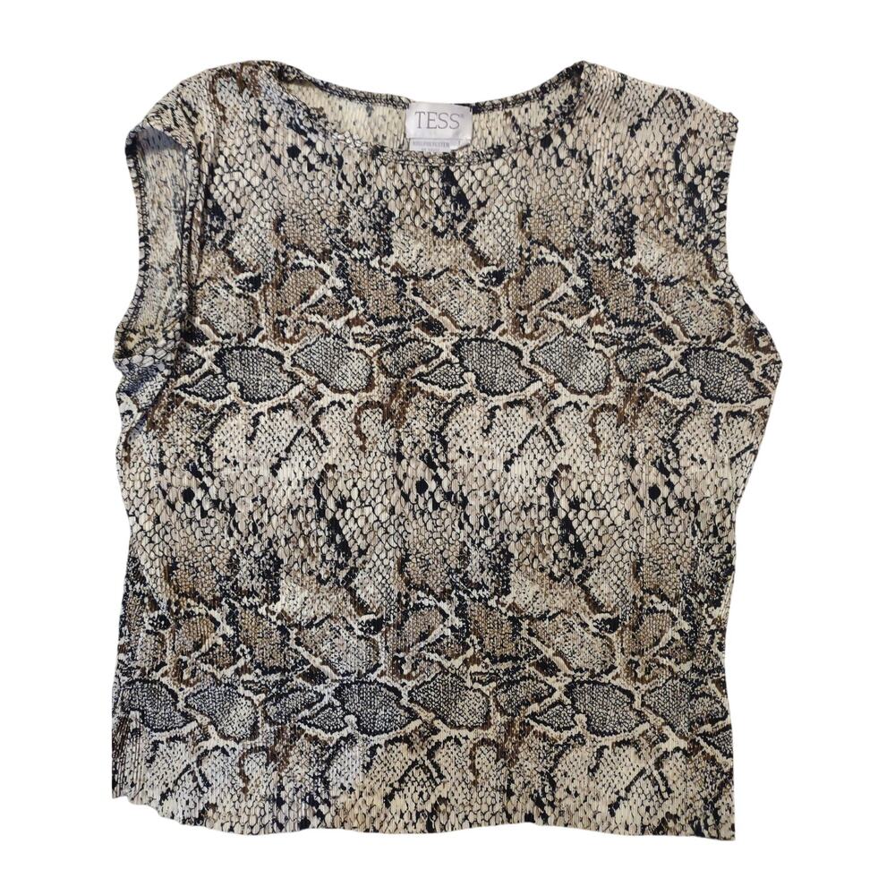 Vintage Snakeskin‎ Print Crinkle Top Large Boxy Mob Wife Casual Lightweight